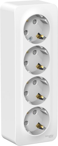 Розетка с заземлением накладная Systeme Electric Blanca 4-м. шторки белый картинка